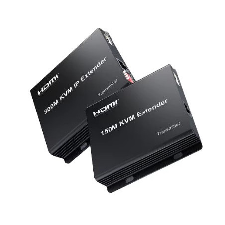 EXTENDER KVM SOBRE IP 300M Qkens SFX187 USB IP 150M HDMI RJ45 CAT6 Transmisor y Receptor con Soporte para Teclado y Ratón