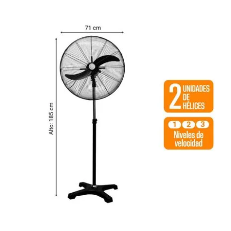 Ventilador Industrial Pedestal FS-650A 26" Negro | 3 Velocidades